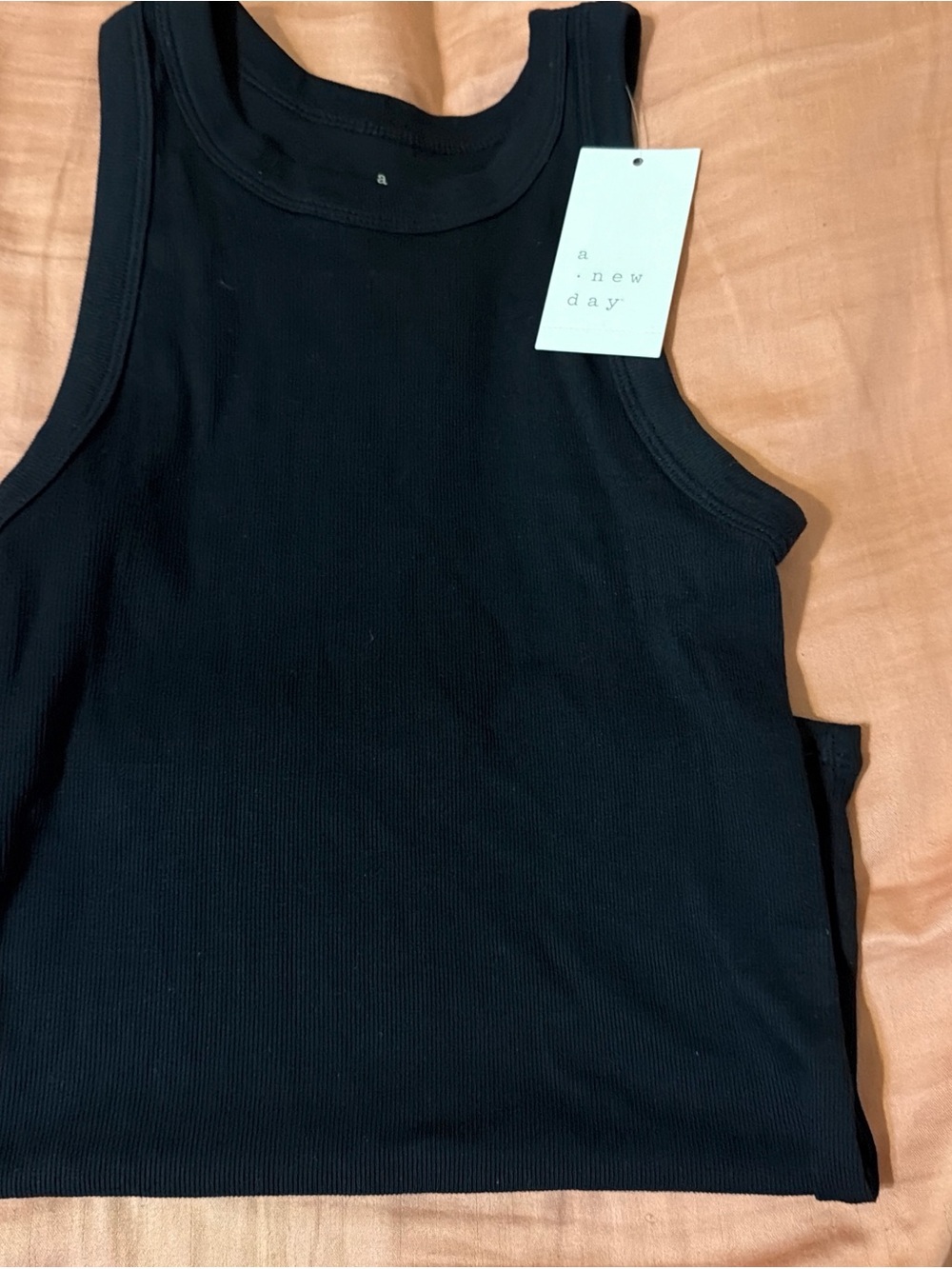 A New Day Black Ribbed Tank Top S